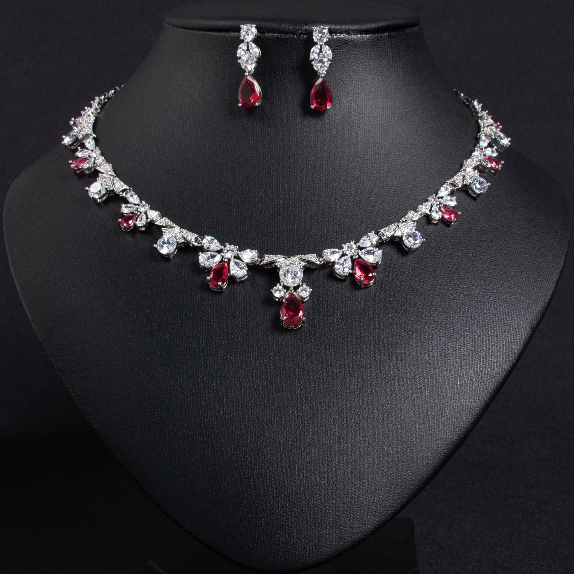 18K Gold Plated Emerald Zircon Bridal Jewelry Set Wholesale View 3