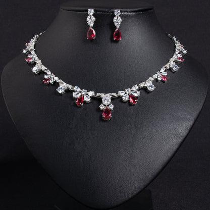 18K Gold Plated Emerald Zircon Bridal Jewelry Set Wholesale View 3
