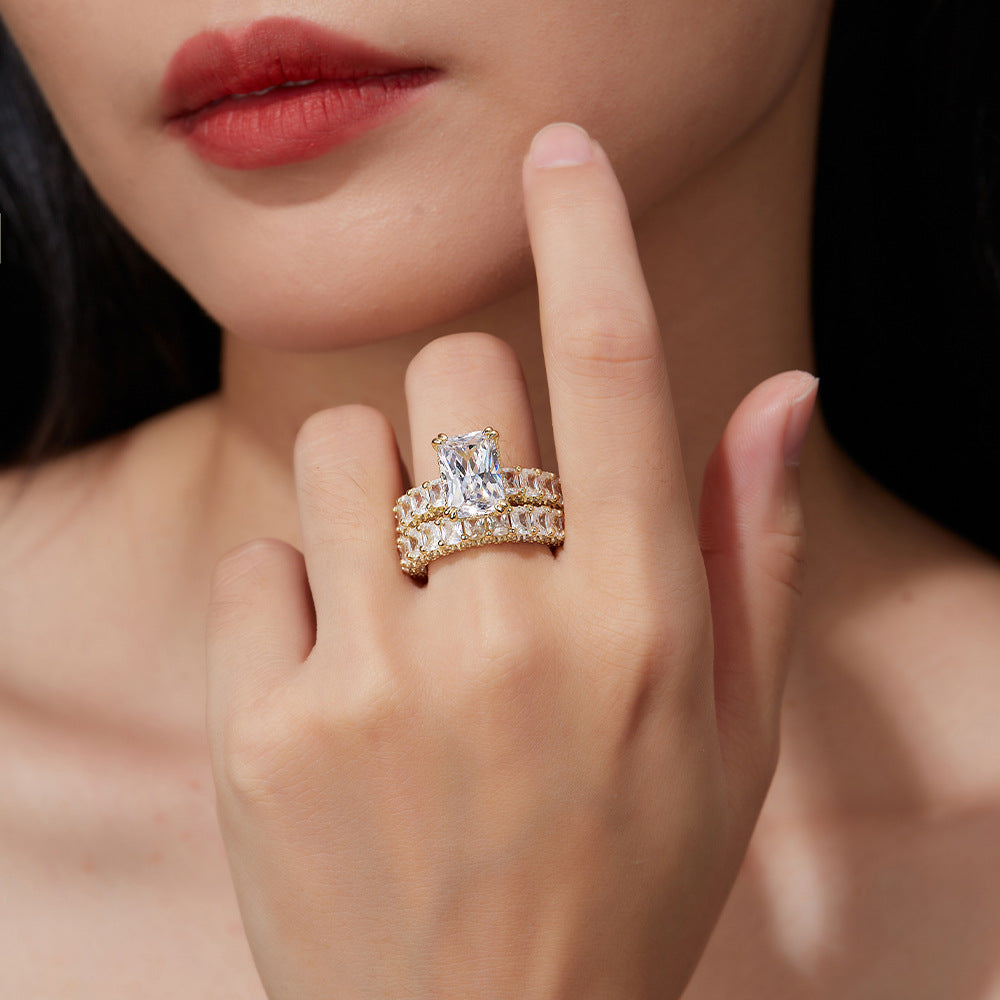 925 Silver Radiant Cut Ring | Moissanite or CZ