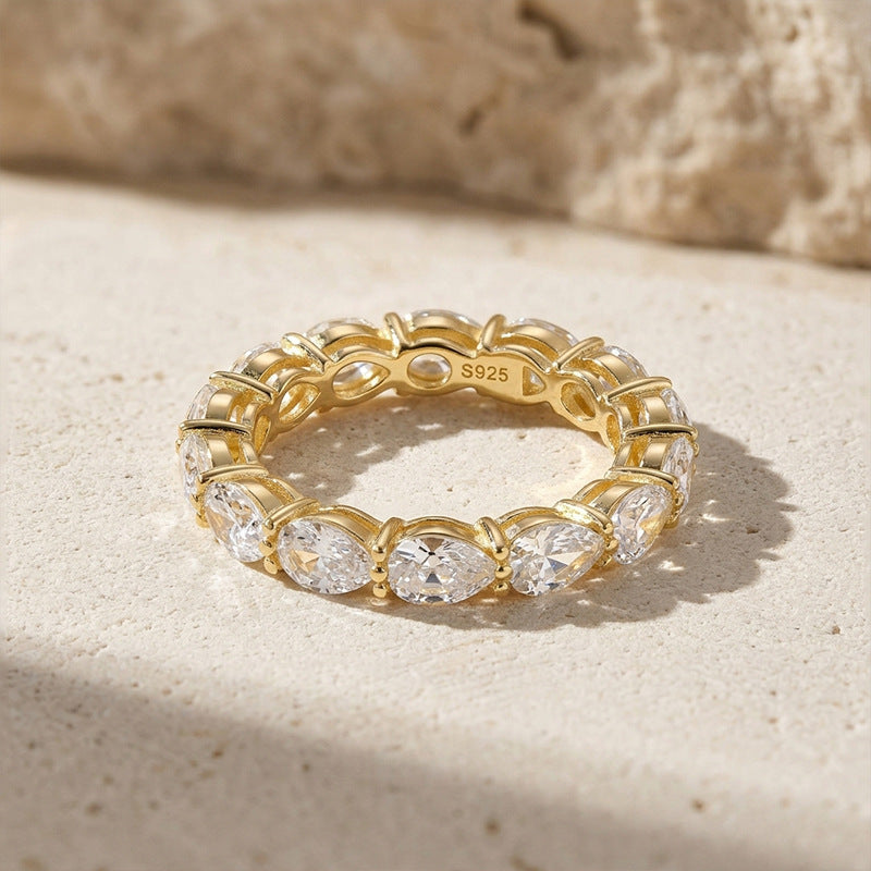 925 Silver Water Drop Claw-Set Ring | Moissanite or CZ