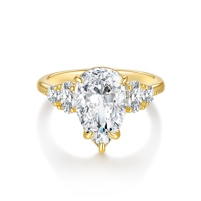 925 Silver Water Drop Pear Shape 2 Ring | Moissanite or CZ