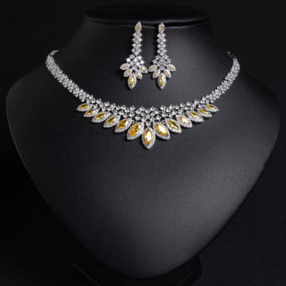Yellow Zircon Korean Style Necklace Gold Plated Wholesale