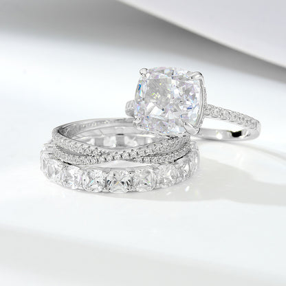 Wholesale 925 Sterling Silver A Zircon Wedding Combination European Ring