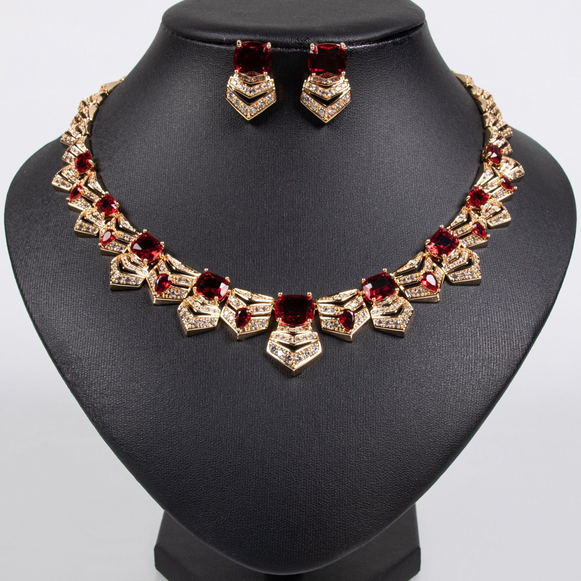 Sparkle CZ Bridal Necklace Earrings Gold Plated Wholesale View 4