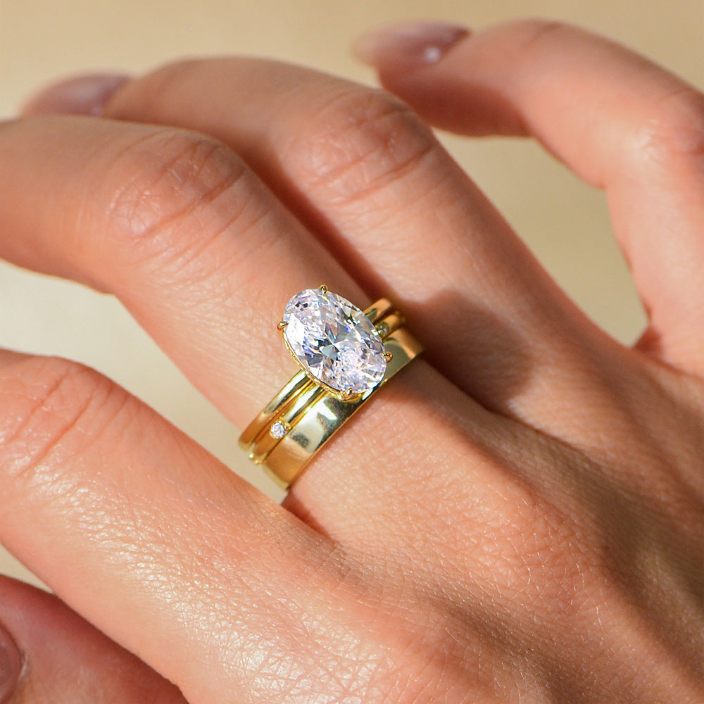 Wholesale 925 Sterling Silver Zircon Ring Set Ins Style Simple Style