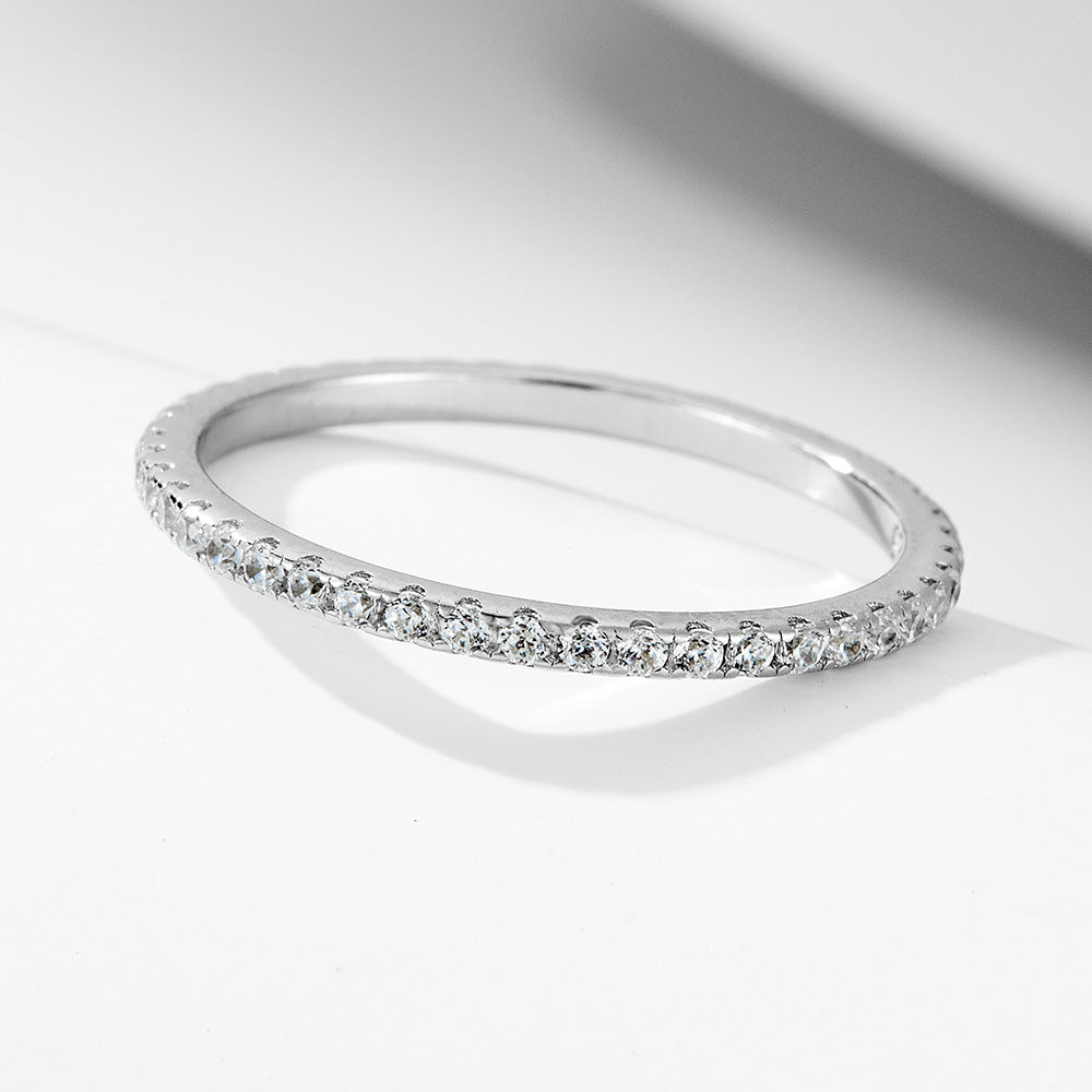 Wholesale 925 Sterling Silver Ice Flower Cut CZ Ring Set European American Light Luxury