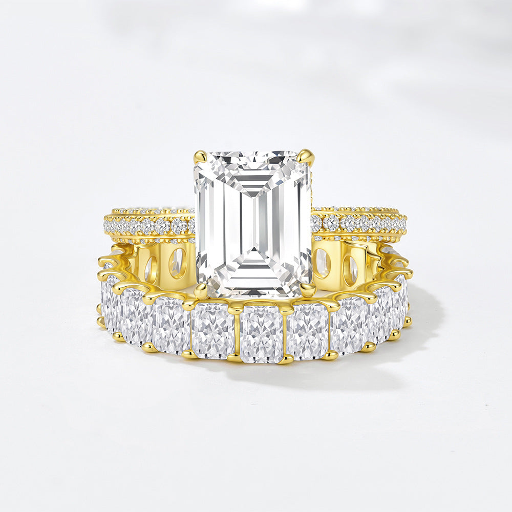 Wholesale 925 Sterling Silver Zircon Ring Set Geometric
