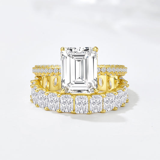 Wholesale 925 Sterling Silver Zircon Ring Set Geometric