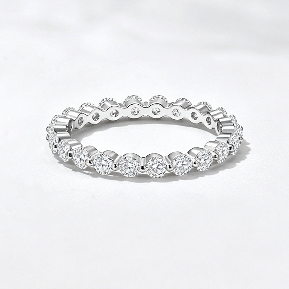 Wholesale 925 Sterling Silver Ice Flower Cut Zircon Ring Set Light Luxury Floral Design