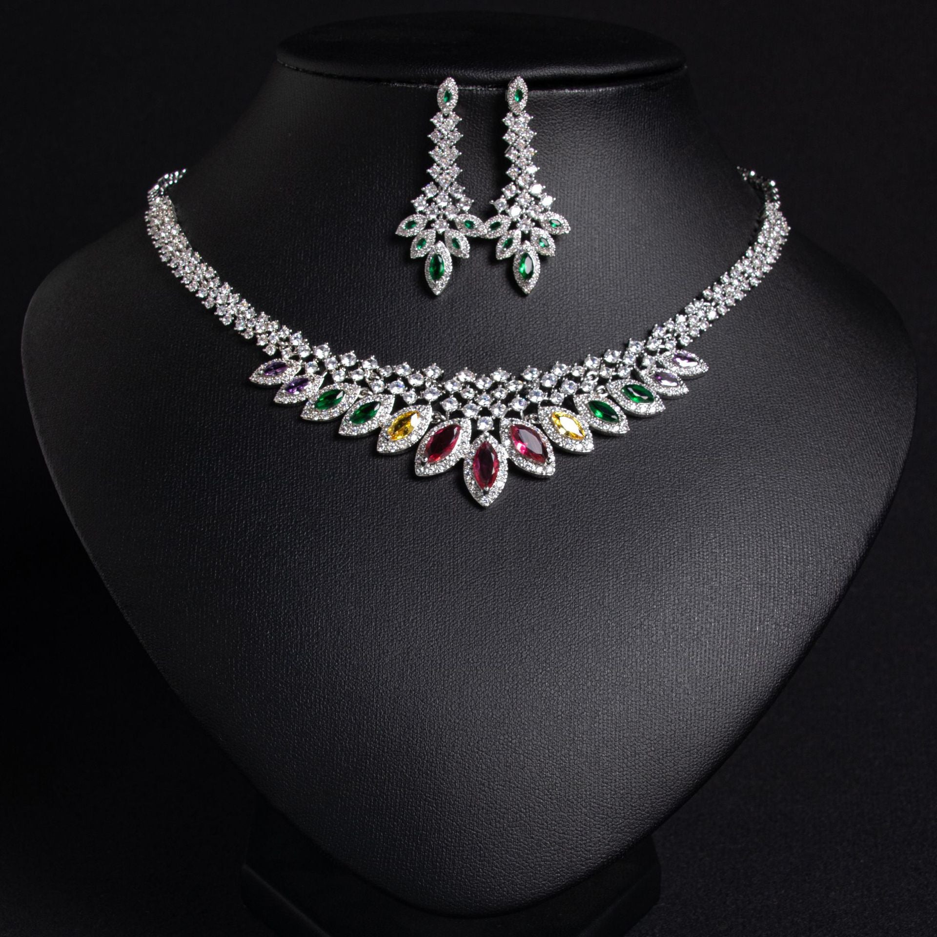 Multicolor Korean Style Zircon Necklace Gold Plated Wholesale
