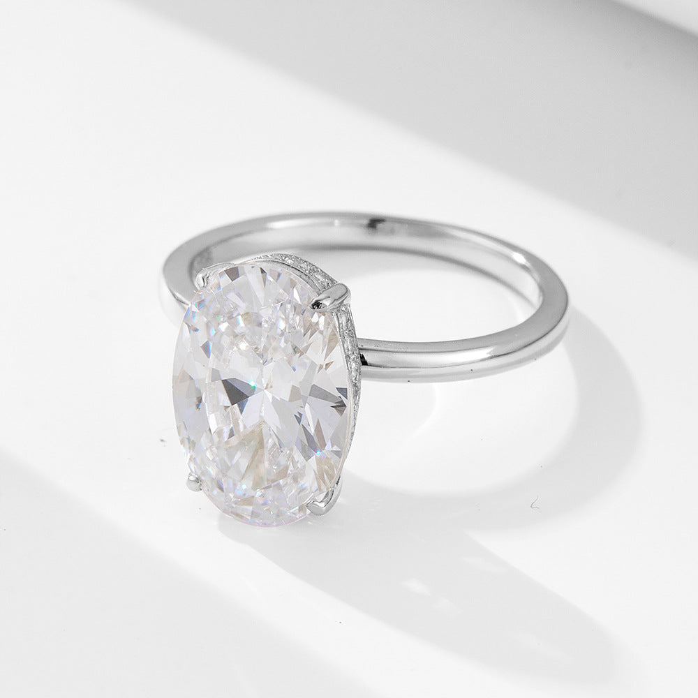 Wholesale 925 Sterling Silver Ice Flower Cut Zircon Ring Light Luxury Floral Design
