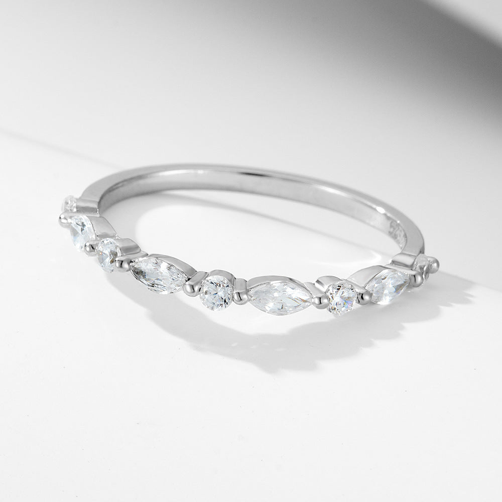 Wholesale 925 Sterling Silver Ice Flower Cut CZ Ring Set European American Light Luxury