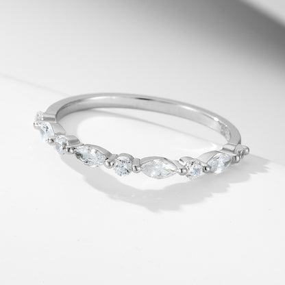 Wholesale 925 Sterling Silver Ice Flower Cut CZ Ring Set European American Light Luxury