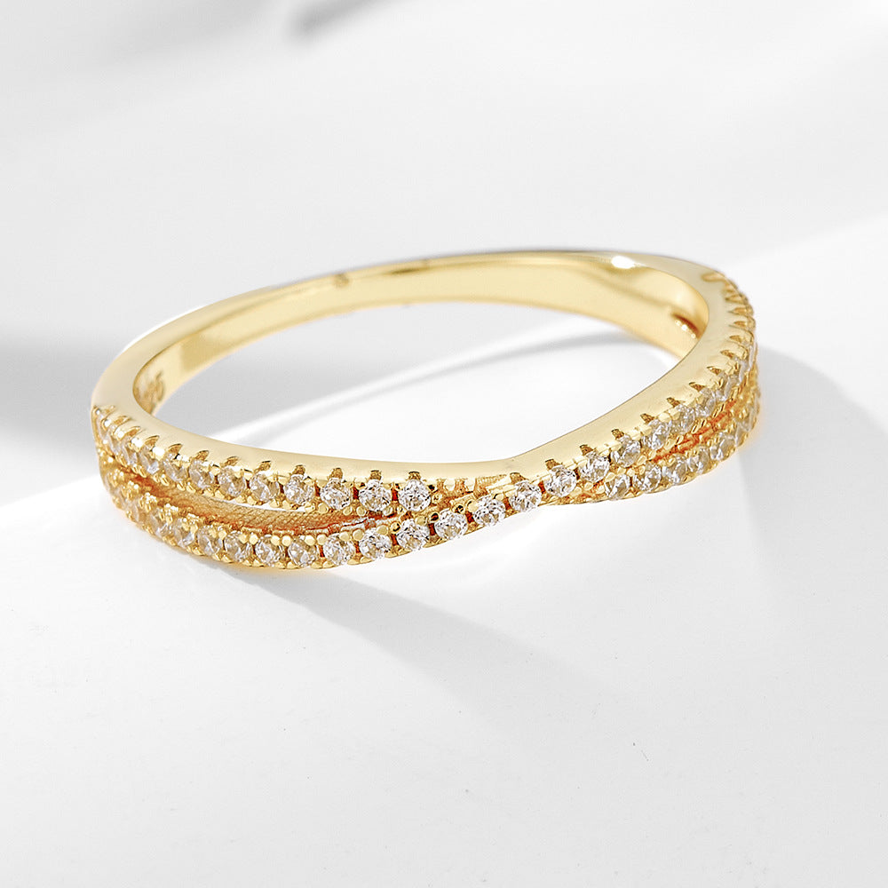 Wholesale 925 Sterling Silver A Zircon Wedding Combination European Ring