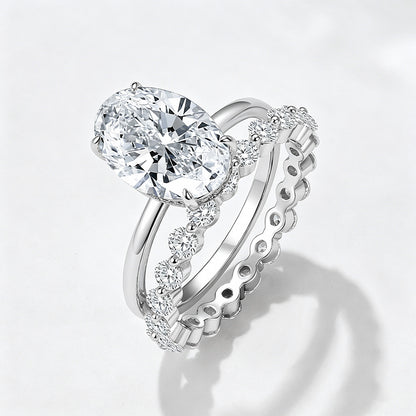 Wholesale 925 Sterling Silver Ice Flower Cut Zircon Ring Set Light Luxury Floral Design