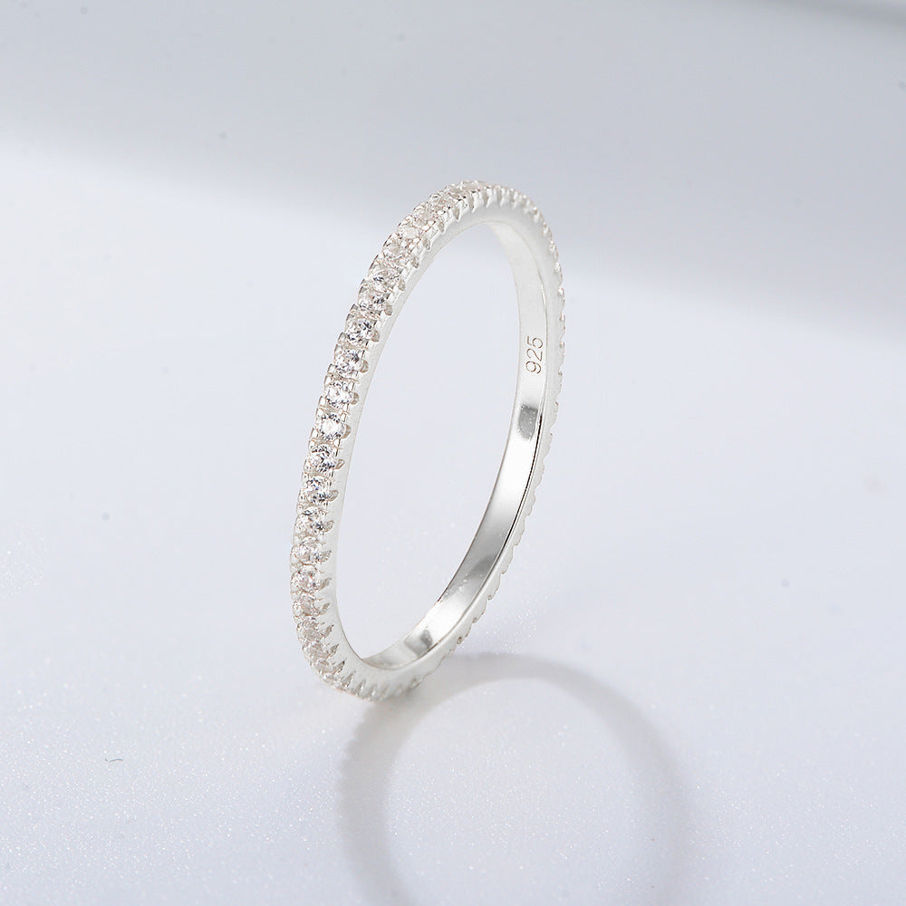 Wholesale 925 Sterling Silver Zircon Ring Set Classic Style
