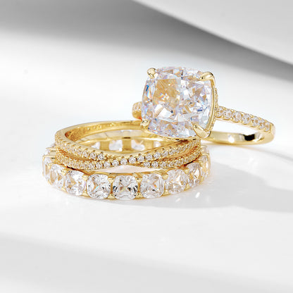 Wholesale 925 Sterling Silver A Zircon Wedding Combination European Ring
