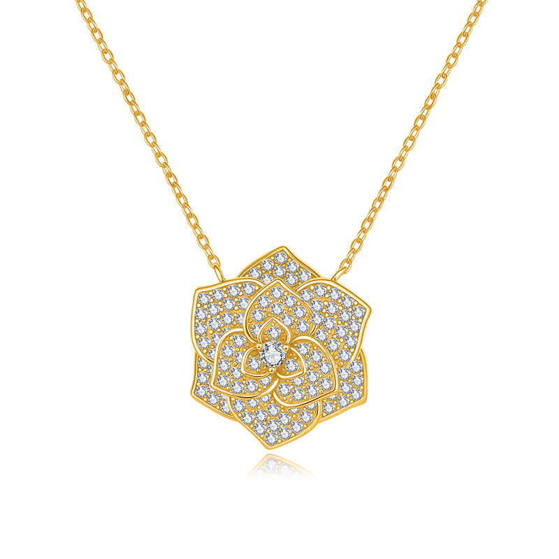 925 Silver Ins Flower Necklace | Moissanite or CZ | Logo Engrave | Wholesale
