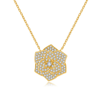 925 Silver Ins Flower Necklace | Moissanite or CZ | Logo Engrave | Wholesale