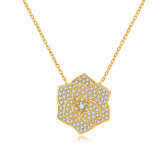 925 Silver Ins Flower Necklace | Moissanite or CZ | Logo Engrave | Wholesale