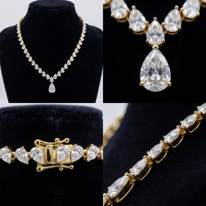 925 Silver Designer Tear Drop Necklace | Moissanite or CZ | Wholesale