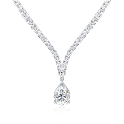 925 Silver Luxury 6CT Tear Drop Necklace | Moissanite or CZ | Wholesale