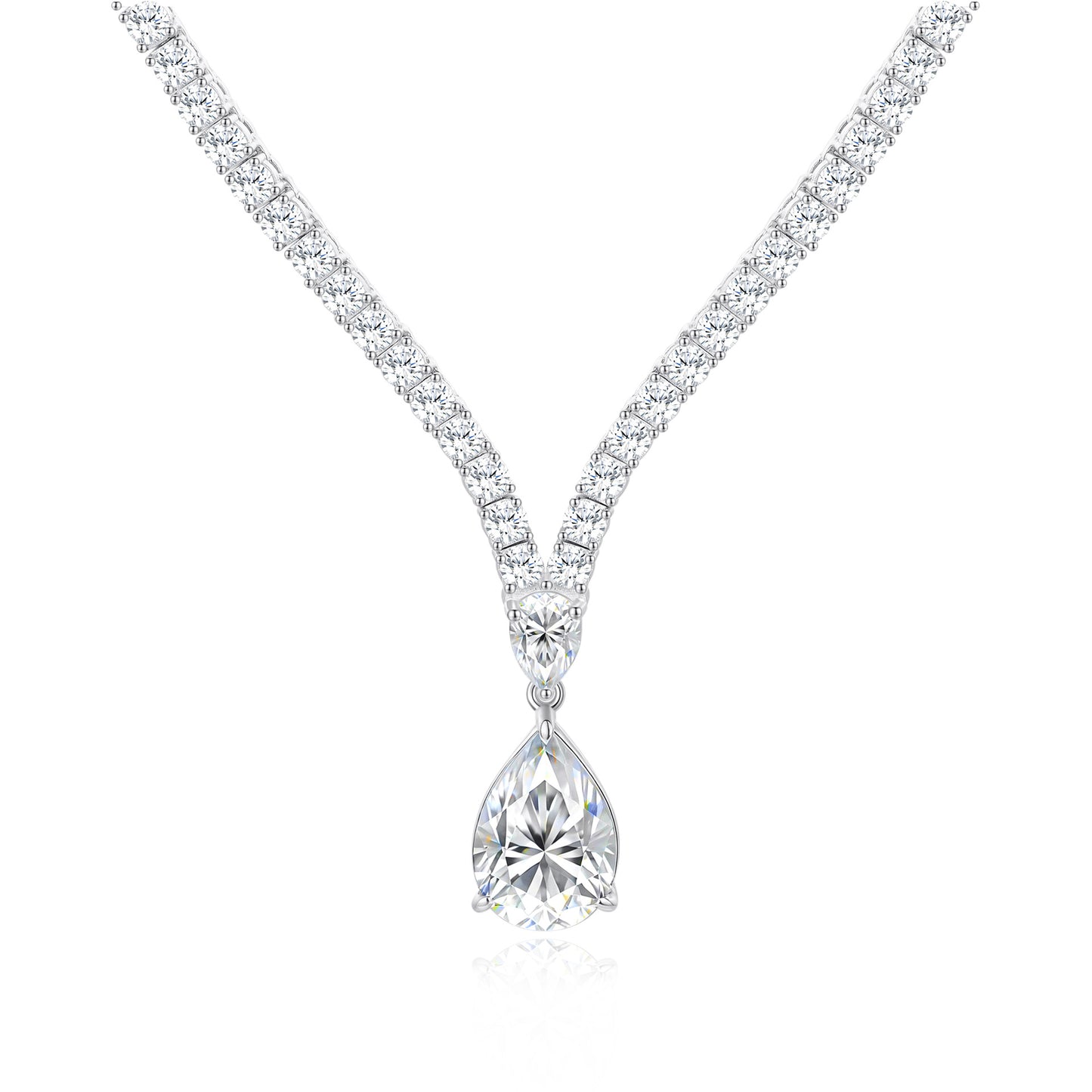 925 Silver Luxury 6CT Drop Necklace | Moissanite or CZ | Logo Engrave | Wholesale