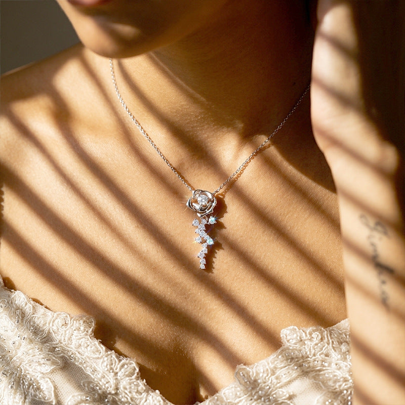 925 Silver Niche Rose Necklace | Moissanite or CZ | Wholesale
