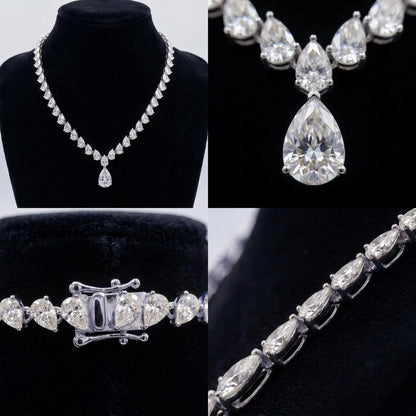 925 Silver Designer Drop Necklace | Moissanite or CZ | Logo Engrave | Wholesale