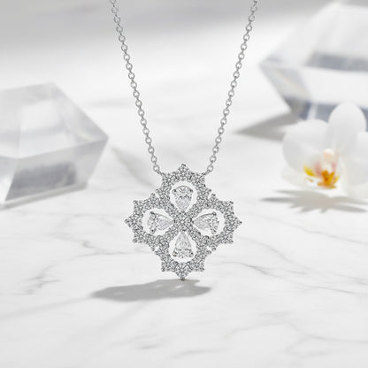 925 Silver Niche Flower Necklace | Moissanite or CZ | Wholesale