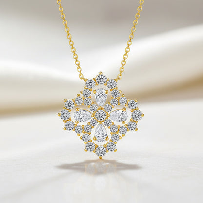 925 Silver Niche Flower Necklace | Moissanite or CZ | Wholesale