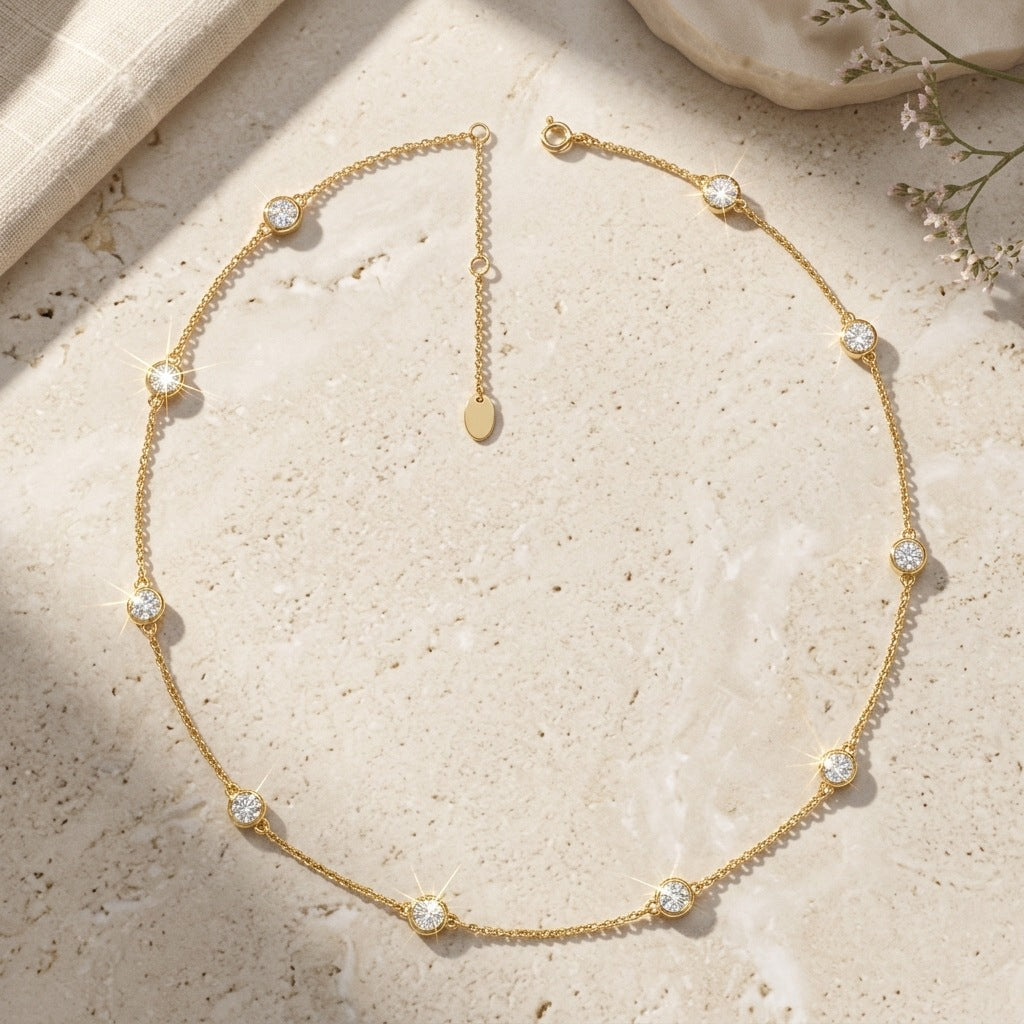 925 Silver Ins Style Bubble Necklace | Moissanite or CZ | Wholesale
