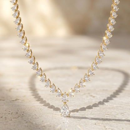 925 Silver Designer Tear Drop Necklace | Moissanite or CZ | Wholesale