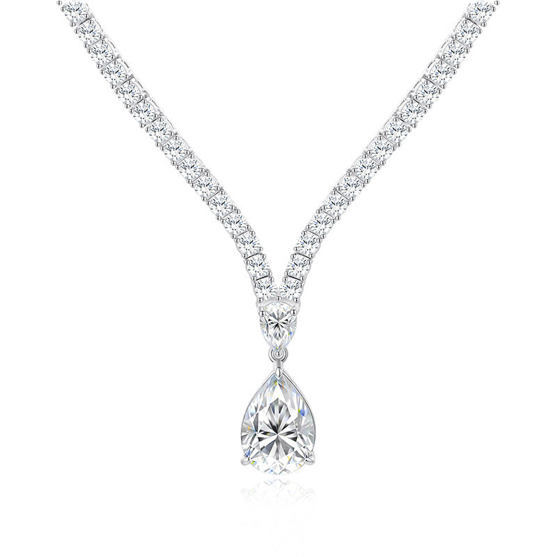 925 Silver Luxury 6CT Tear Drop Necklace | Moissanite or CZ | Wholesale