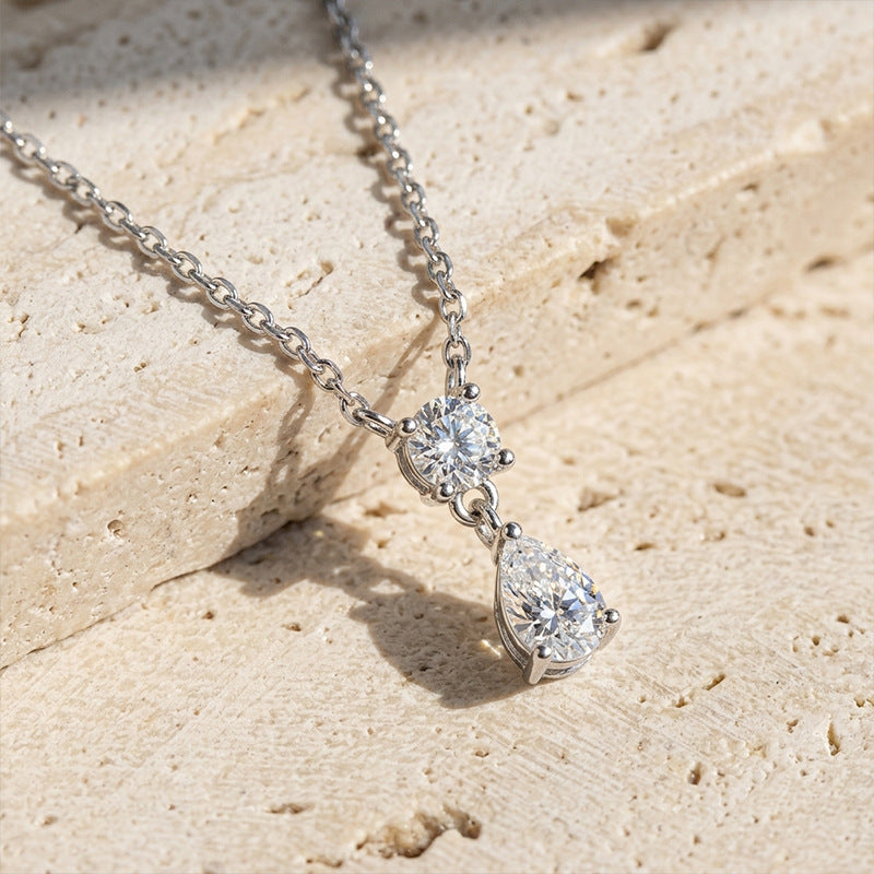 925 Silver Niche Drop Necklace | Moissanite or CZ | Logo Engrave | Wholesale