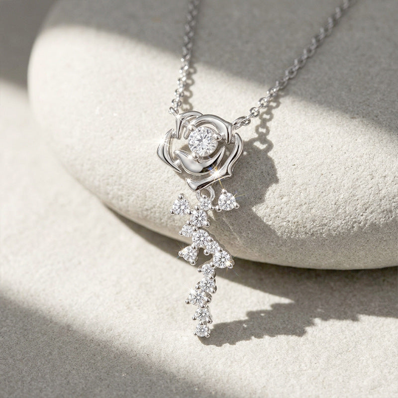 925 Silver Niche Rose Necklace | Moissanite or CZ | Wholesale