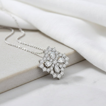 925 Silver Niche Flower Necklace | Moissanite or CZ | Wholesale