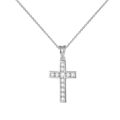 925 Silver Cross-Border Cross Necklace | Moissanite or CZ | Wholesale