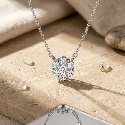 925 Silver Pavé Flower Cluster Necklace | Moissanite or CZ | Wholesale
