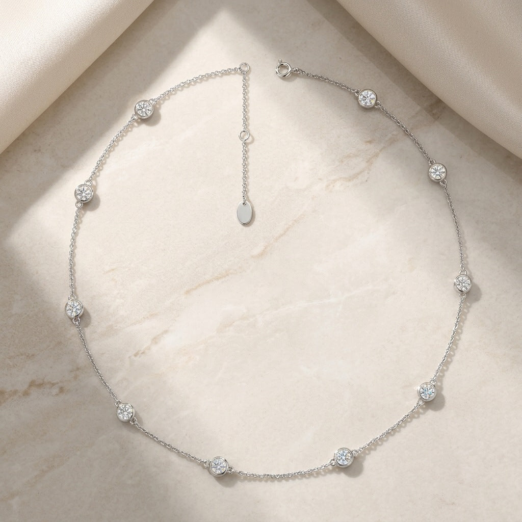 925 Silver Ins Style Bubble Necklace | Moissanite or CZ | Wholesale