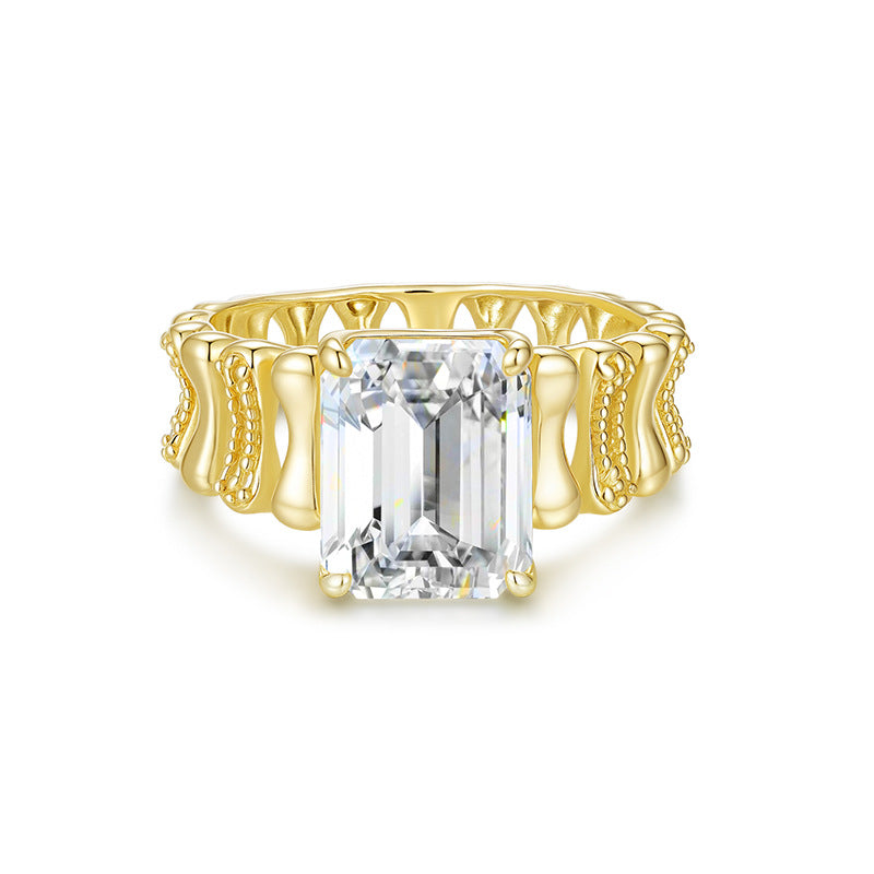 925 Silver Fashion Rectangular 8x10mm Ring | Moissanite or CZ
