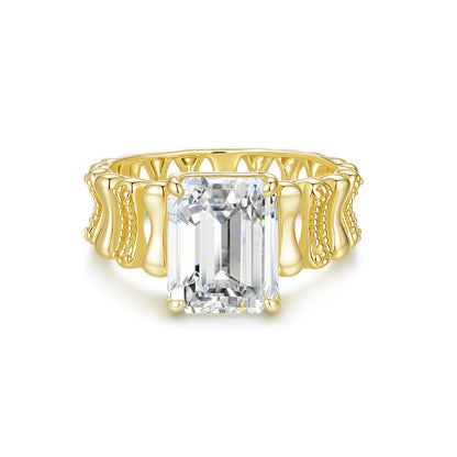 925 Silver Fashion Rectangular 8x10mm Ring | Moissanite or CZ