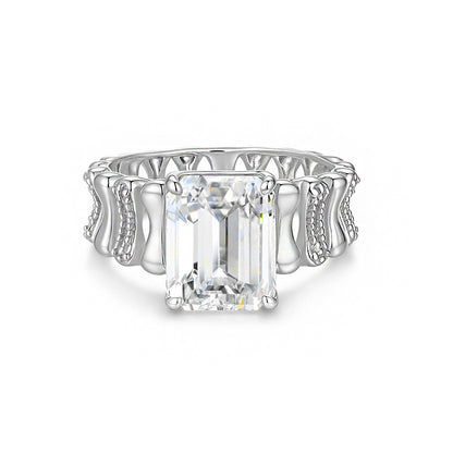 925 Silver Fashion Rectangular 8x10mm Ring | Moissanite or CZ