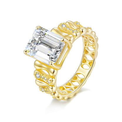 925 Silver Fashion Rectangular 8x10mm Ring | Moissanite or CZ