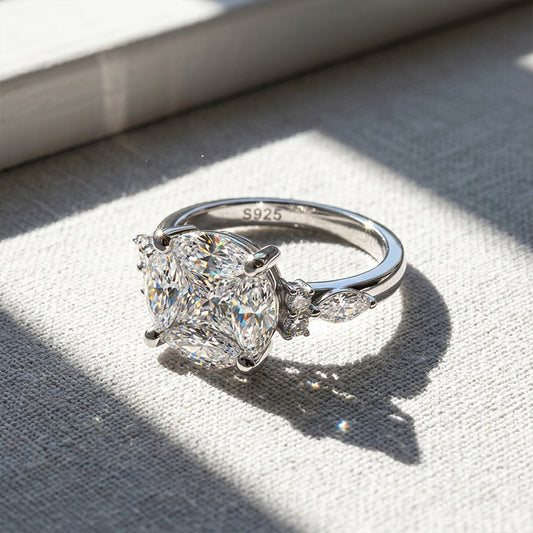 925 Silver 4-Prong Band Ring | Moissanite or CZ