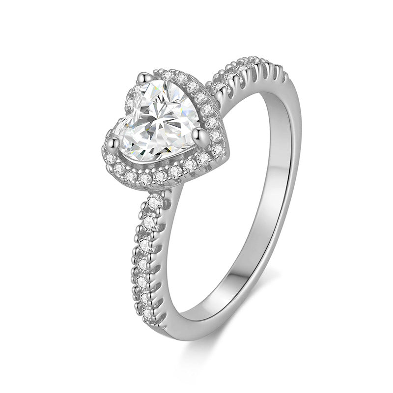 925 Silver Heart 1CT Ring | Moissanite or CZ