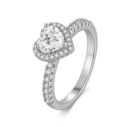 925 Silver Heart 1CT Ring | Moissanite or CZ