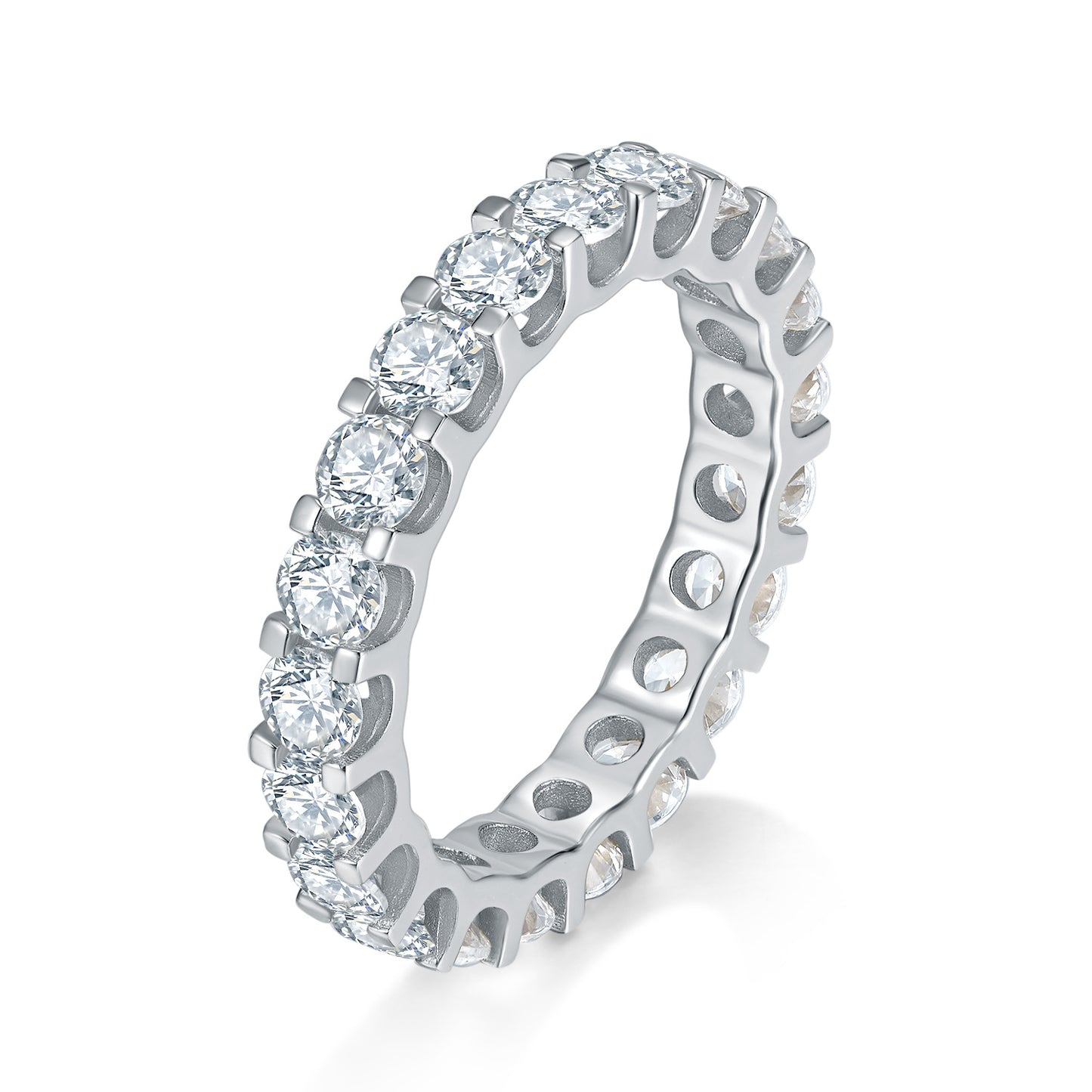 925 Silver Diamond Eternity Band Ring | Moissanite or CZ