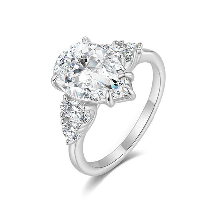 925 Silver Luxury Pear 8x12mm Ring | Moissanite or CZ