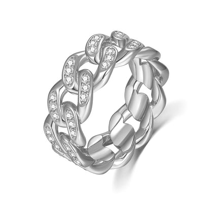 925 Silver Cuban Ring | Moissanite or CZ
